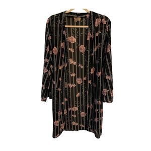 Y2K Jorja Flowy Black Floral Kimono - Size Medium